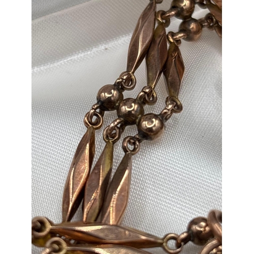 60 - A EDWARDIAN VERY FANCY GATE BRACELET 9CT 7 INCH 15.4 GMS