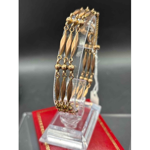 60 - A EDWARDIAN VERY FANCY GATE BRACELET 9CT 7 INCH 15.4 GMS