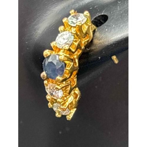 67 - A pair of attractive silver gilt sapphire and diamond earrings 3.4 gms