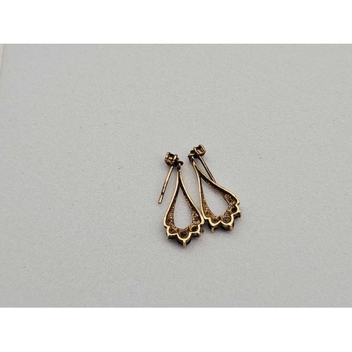 92 - A pair of sapphire drop ear-rings 9ct 1.6g