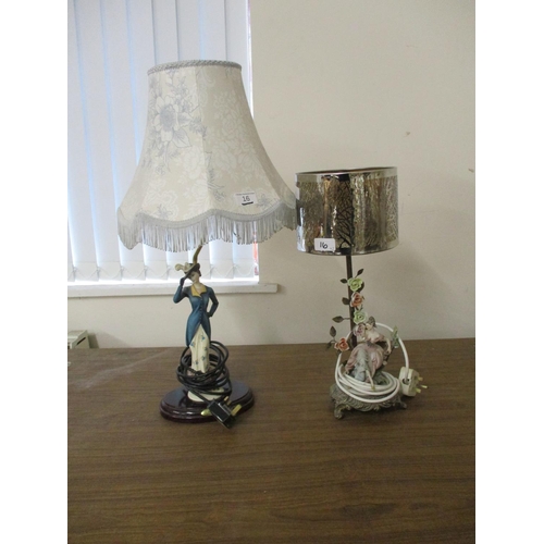 16 - TWO TABLE LAMPS, FIGURES OF LADIES