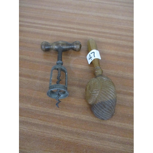 47 - A CORKSCREW & A NUTCRACKER