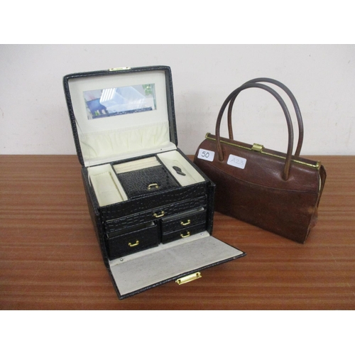 50 - A HANDBAG & A JEWELLERY CASE