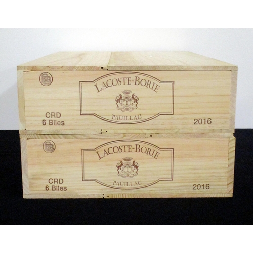 v 12 bts Lacoste-Borie 2016 owc (2 x 6) Pauillac, 2nd wine Ch. Grand ...