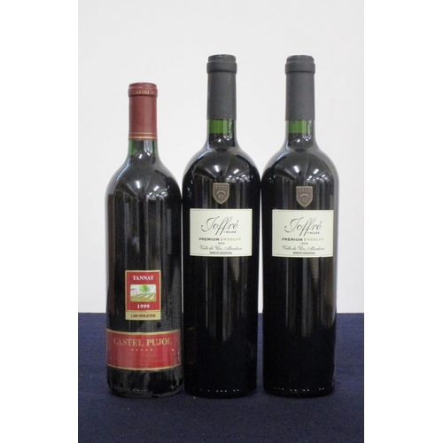 184 - 1 bt Castel Pujol Tannat Las Violetas 1999 i.n 2 bts Joffré E Hijas Premium Merlot 2005 Uco Valley i... 