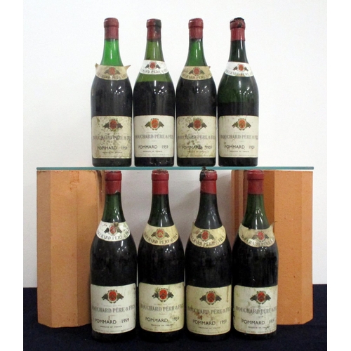 200 - 8 bts Pommard 1959 Bouchard Père et Fils 1 us, 4 lms, 1 ls, 1 bls, bs/stl,1 ullaged (2.5 mm above to... 