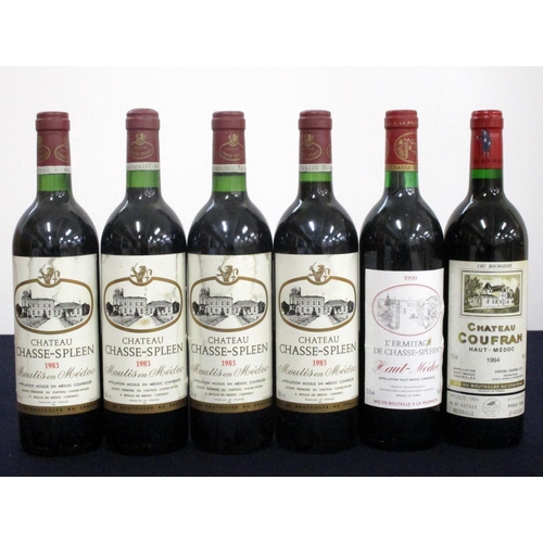 225 - 4 bts Ch. Chasse-Spleen 1983 Moulis (Médoc) Cru Bourgeois Exceptionnel 1 hf/in, 3 i.n, sl bs, stl 1 ... 