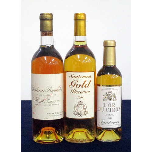 232 - 1 bt Ch. Broustet Haut-Barsac 1971 Sauternes 2me Cru Classé ts 1 bt Sauternes Gold reserve Filhot 19... 