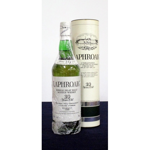 544 - 1 75-cl bt Laphroaig 10 YO Single Islay Malt Scotch Whisky 40% original tube, sl damage to capsule