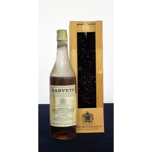 149 - 1 24 fl oz bt Harveys Grande Champagne Cognac Frapin Vintage 1942 landed 1964, bottled 1973, 70° pro... 