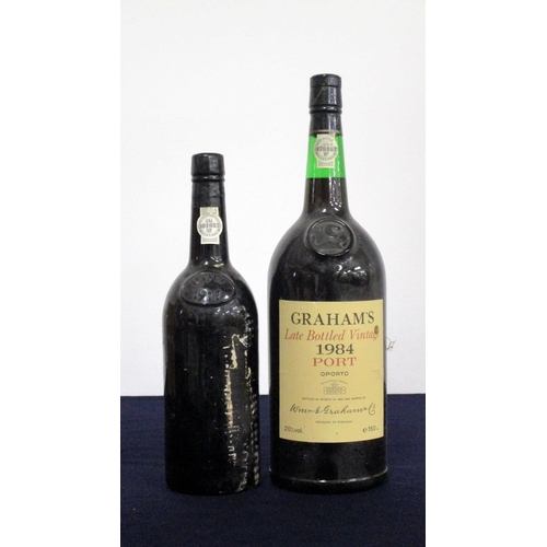 378 - 1 bt Dows 1977 Vintage Port vts, missing label ID from embossed bottle 1 magnum Grahams LBV 1984 bot... 