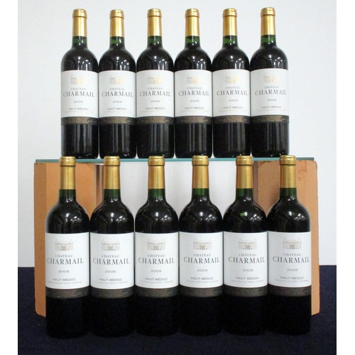 446 - 12 bts Ch. Charmail 2005 owc (split lid) Haut-Médoc, Cru Bourgeois i.n