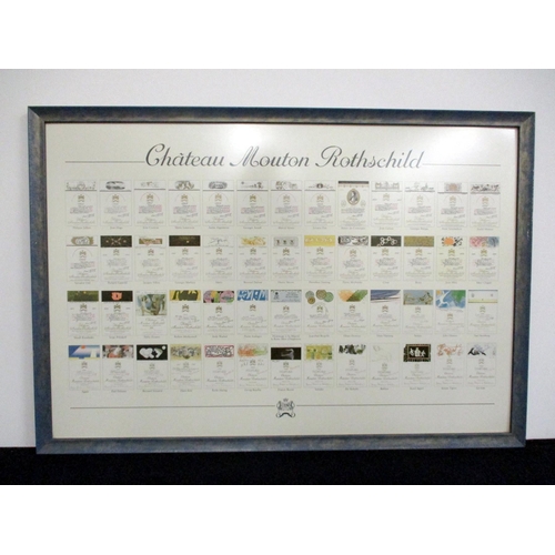 523 - A Framed Print Ch. Mouton Rothschild Labels 1945-1996, 106 cm x 62 cm (inc Frame)