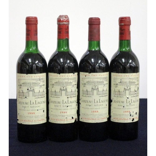 540 - 4 bts Ch. La Lagune 1988 Ludon (Haut-Médoc) 3me Cru Classé, 2 ts, 2 us, sl cdl, 1 cork sl raised