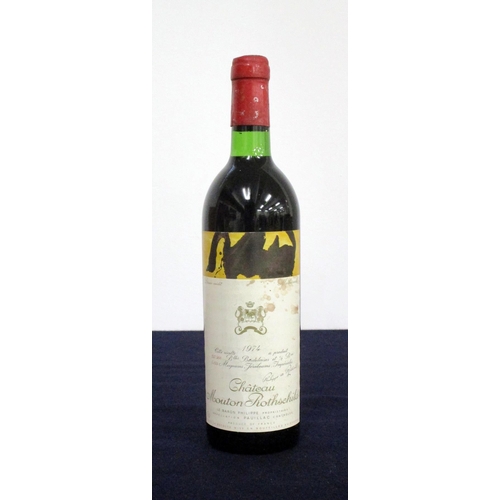 902 - V 1 bt Ch. Mouton Rothschild 1974 Pauillac, 1er Cru Classé  vts, sl stl, Motherwell Label