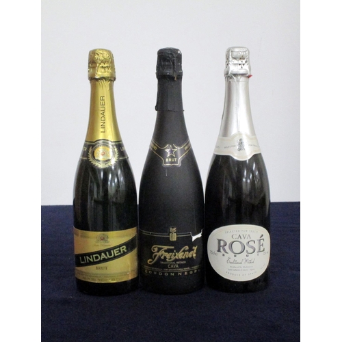 33 - 1 bt Lindauer Brut Champagne NV 1 bt Freixenet Cordon Negro Cava NV 1 bt Tesco Cava Rosé Brut Champa... 