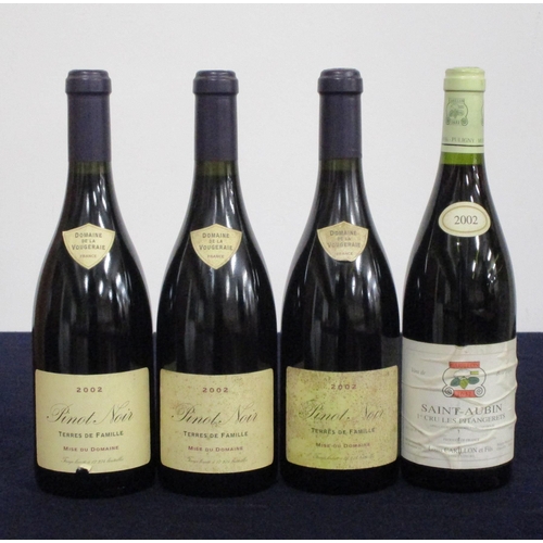 531 - v 3 bts Pinot-Noir Terres de Famille 2002 Dom de la Vougeraie  vts, sl torn/dstl 1 bt Saint-Aubin 1e... 