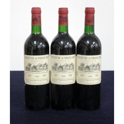 54 - 3 bts Ch. d'Angludet 1995 Cantenac (Margaux) Cru Bourgeois Exceptionnel 1 i.n, 2 vts