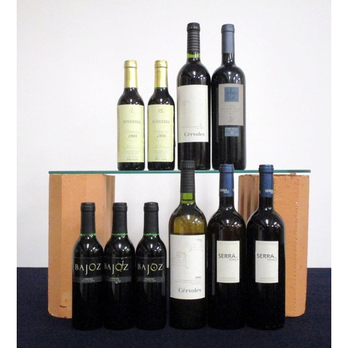 545 - v 2 hf bts Sonsierra Rioja Crianza 1998 sl faded labels 1 bt Cérvoles Costers del Segre 2000 i.n 1 b... 