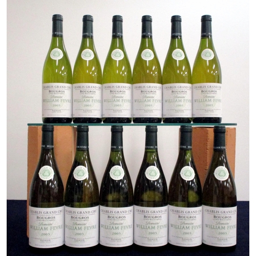 599 - 12 bts Chablis Grand Cru Bougros 'Côte Bouguerots' 2005 owc Dom William Fêvre 7 hf/i.n, 5 i.n,