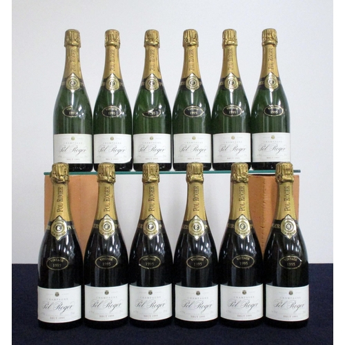 617 - 12 bts Pol Roger Brut Champagne 1995 (1x6 bt oc) sl torn labels