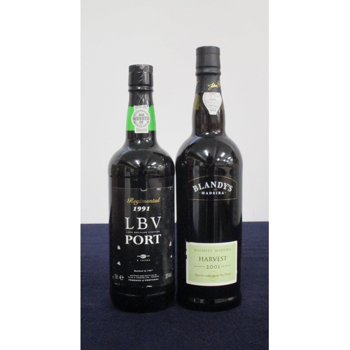 638 - 1 bt Regimental LBV 1991 bottled 1997 by Silva & Cosens Ltd i.n 1 bt Blandys Harvest Malmsey 2001 Ma... 