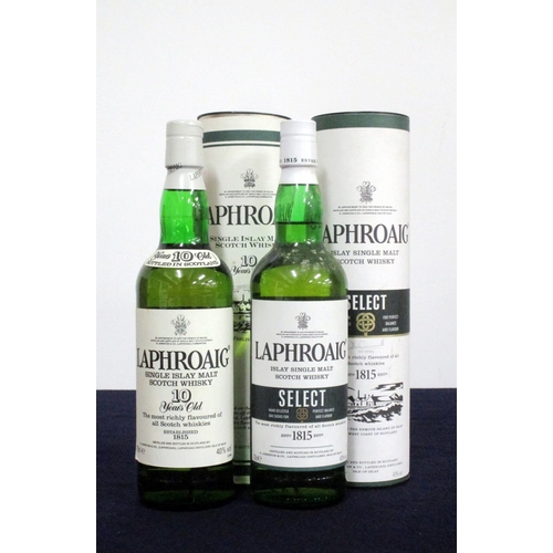 693 - 1 70-cl bt Laphroaig 10YO Single Islay Malt Scotch Whisky 40% original tube 1 70-cl bt Laphroaig Sel... 