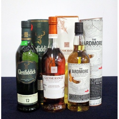 695 - 1 70- cl bt Glenfiddich 12 YO Single Malt Scotch Whisky 40% original tube 1 70-cl bt Glenmorangie 'A... 