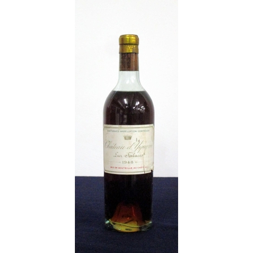 721 - 1 bt Ch. d'Yquem 1948 Sauternes 1er Grand Cru Classé, us, sl torn/ vsl stl