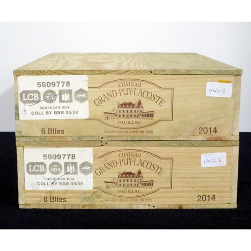 803 - 12 bts  Ch. Grand-Puy-Lacoste 2014 owc (2 x 6) Pauillac, 5me Cru Classé