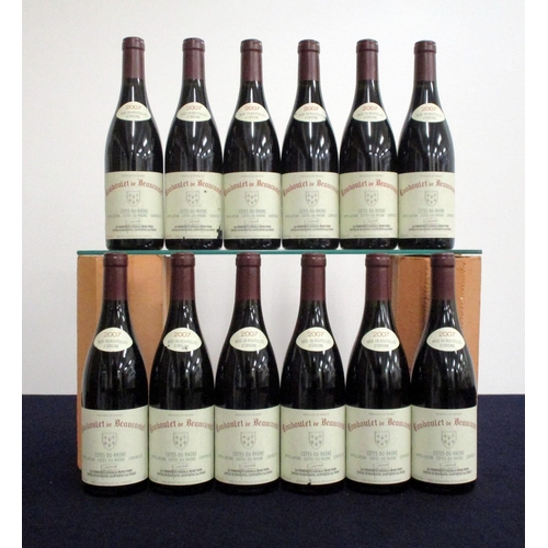 830 - 12 bts Cotes-du-Rhone 2007 Coudoulet de Beaucastel 11 i.n, 1 vts, 2 scuffed labels