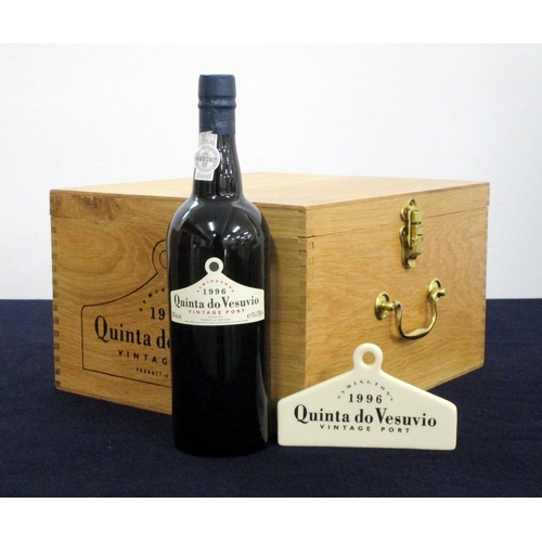 843 - 6 bts Quinta do  Vesuvio 1996 Vintage Port owc polished wood with Ceramic Bin Label