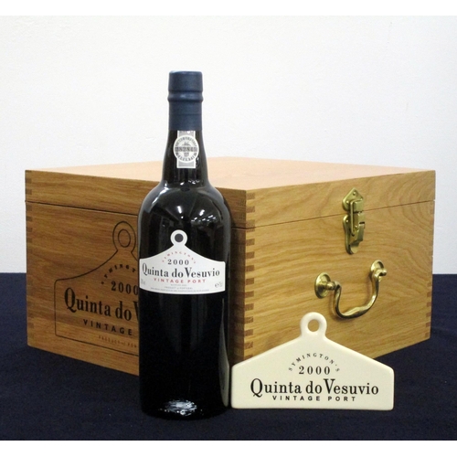 845 - 6 bts Quinta do  Vesuvio 2000 Vintage Port owc polished wood with Ceramic Bin Label