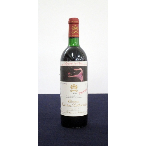 918 - 1 bt Ch. Mouton Rothschild 1990 Pauillac, 1er Cru Classé ts, Francis Bacon Label, vsl stl,sl ntl