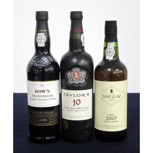 111 - 1 bt Dows Trademark Finest Reserve Port 1 bt Taylors 10 YO Tawny Port bottled 2017 1 bt Saint Clair ... 