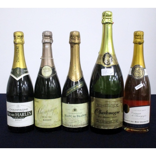 288 - 1 bt Henri Harlin Brut Champagne NV vsl bs 1 bt Fine Fare Demi-Sec Champagne NV stl 1 bt Edmond Thér... 