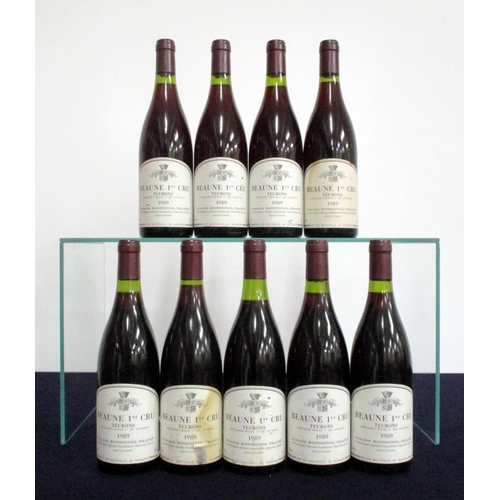 552 - 9 bts  Beaune Teurons 1er Cru 1989 Dom Rossignol- Trapet 1 hf/i.n, 6 i.n, 1 vts, 1 ts, 1 scuffed lab... 