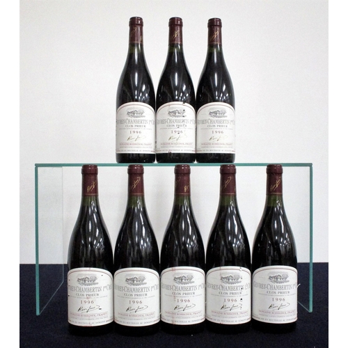 557 - 8 bts Gevrey-Chambertin 1er Cru Clos Prieur 1996 Dom Rossignol-Trapet 2 vts, 6 ts, sl ntl, vsl stl