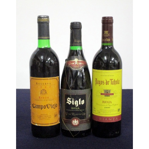 609 - 1 bt Campo Viejo Rioja Reserva 1985 ts 1 bt Siglo Rioja Gran Reserva 1998 i.n 1 bt Pagos de Tahola R... 