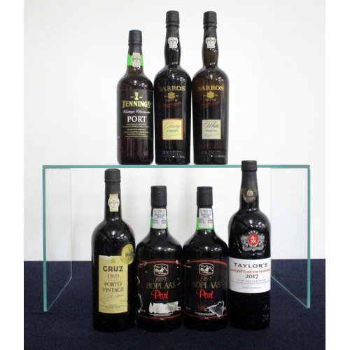 613 - 1 bt Cruz 1989 Vintage Port 2 bts Boplaas Estate Wine 1989 Vintage Port torn labels 1 bt Taylors 201... 