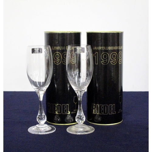 1 - v 2 Riedel 'Jahrtausendglas' 1999 Tyrol Crystal Champagne Glasses original tubes