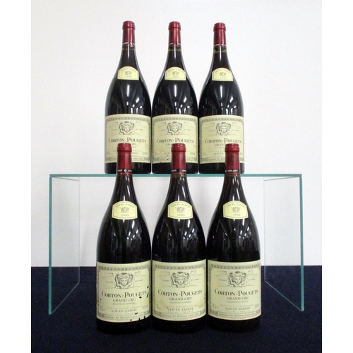 108 - 6 magnums Corton-Pougets Grand Cru 1999 owc Dom Héritiers Louis Jadot hf, sl stl/sl cdl