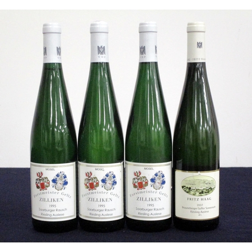 177 - 3 bts Forstmeister Geltz Zilliken Saarburger Rausch Riesling Auslese 1995 Mösel vsl ntl 1 bt Fritz H... 