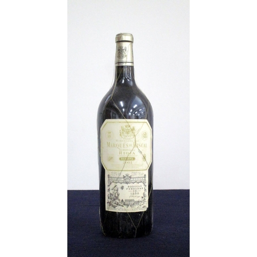 190 - 1 magnum Marques de Riscal Rioja Reserva 2001 i.n, sl bs, sl faded label