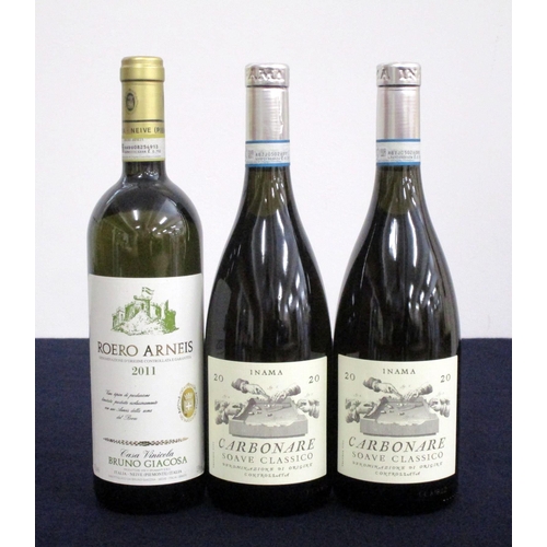 197 - 1 bt Casa Vinicola Bruno Giacosa 2011 Roero Arneis 2 bts Inama Carbonare Soave Classico 2020 Above t... 