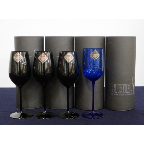 2 - v 3 Riedel Sommeliers Blind Tasting Lead Crystal Glasses original tubes 1 Riedel Blue Sommeliers Lon... 