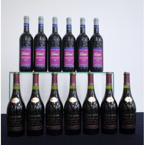 223 - 6 bts Fortant Cabernet Sauvignon V de P d'Oc 1995  7 bts Piat D'Or,  V de P de Oc  NV Above 13 bottl... 