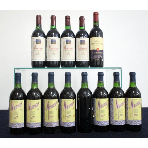 224 - 8 bts Minervois 2001 bs/cdl 4 bts Minervois NV bs/cdl 1 bt Dom des Chanoines Minervois 2005 sl cdl A... 