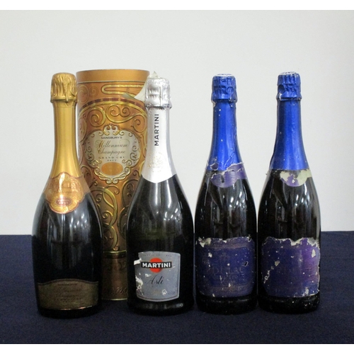 227 - 1 bt Sainsburys Millenium Champagne Grand Cru 1995 Boizel original tin 1 bt Martini Asti NV sl cdl 2... 