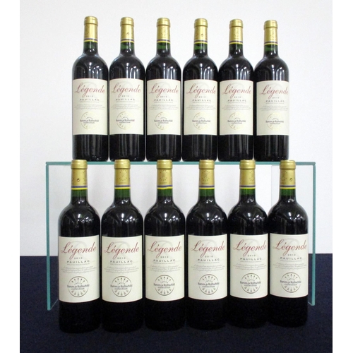 298 - 12 bts Barons de Rothchild (Lafite) Légende 2010 Pauillac 4 hf/i.n, 8 i.n